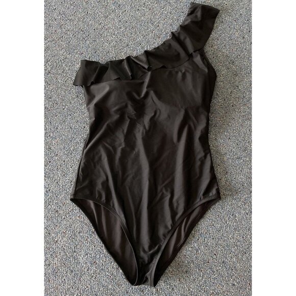 J.Crew One Shoulder One Piece Bathing Suit Swim Black Size Extra Large XL - Picture 1 of 6